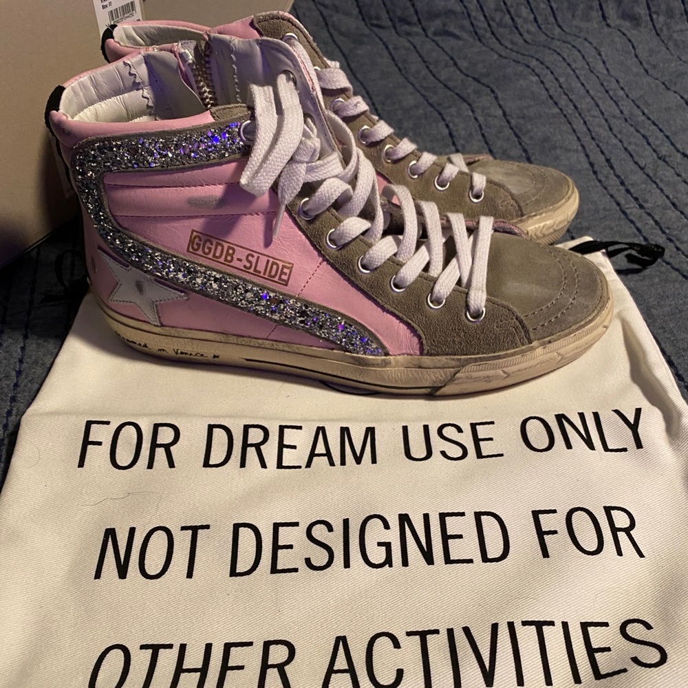 Golden Goose slide mid-top glitter leather sneaker